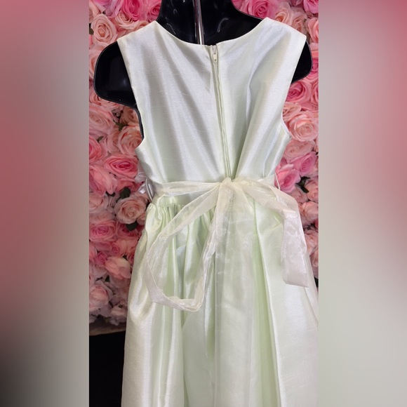 Little Girls Mint Shantung Fabric Size 8 Dress # MBK314 - Picture 6 of 8